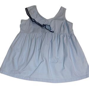 Motherhood Maternity Baby Blue Sleeveless Blouse‎ with Ruffle - Size Medium